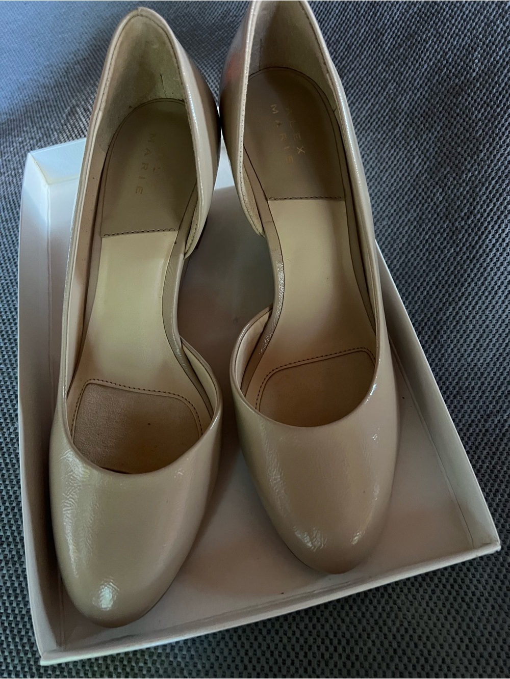 Alex Marie Nude Patent Wedge Pumps